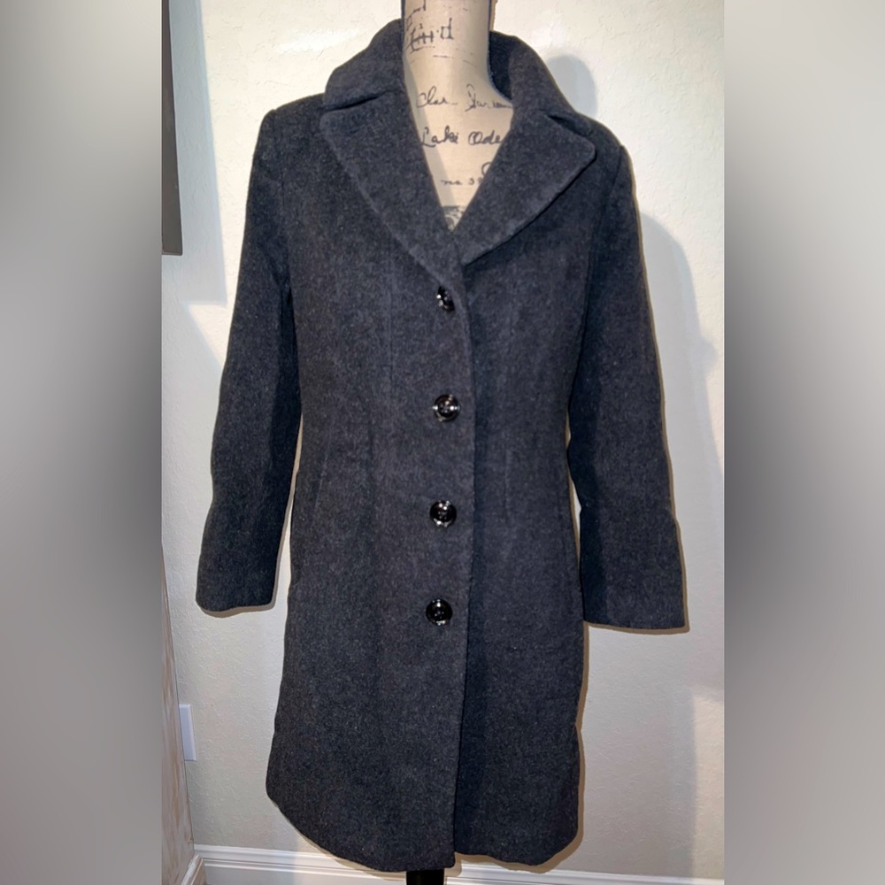 Anne klein long cashmere/wool coat charcoal color